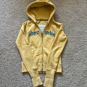 Abercrombie & Fitch Yellow Quilted Hood Zip Sweatshirt